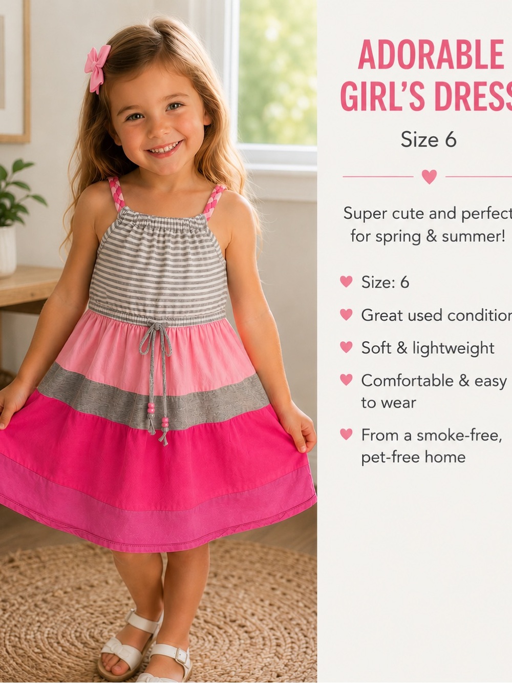 Jona Michelle Pink Stripe Colorblock Sundress - girls size 6T